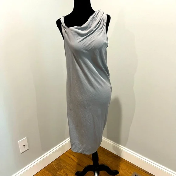 all saints grey silk dress ALLSAINTS Alexia Dress in Metallic Silver